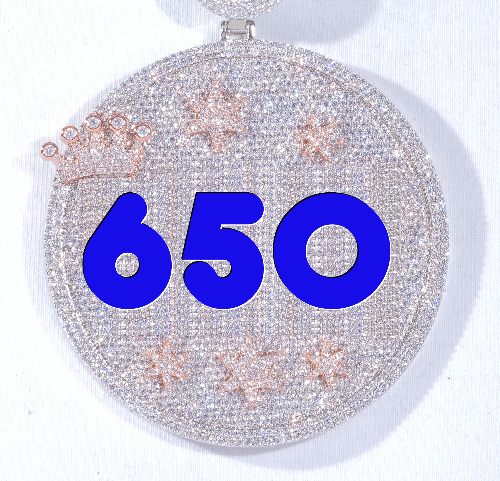 CUSTOM LETTER NECKLACE 3D BIG CROWN DISC