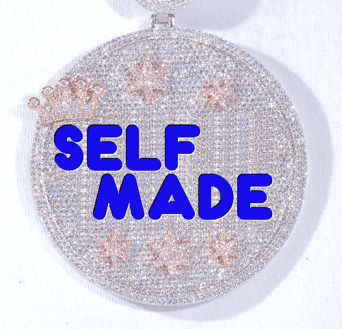 CUSTOM LETTER NECKLACE 3D BIG CROWN DISC