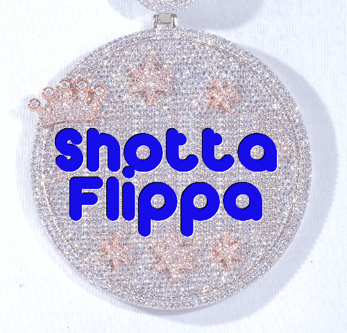 CUSTOM LETTER NECKLACE 3D BIG CROWN DISC