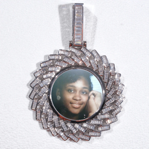 Large 3D Baguette Custom Picture Pendant