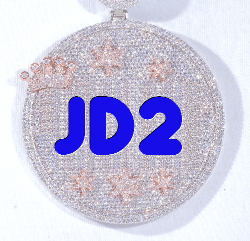 CUSTOM LETTER NECKLACE 3D BIG CROWN DISC