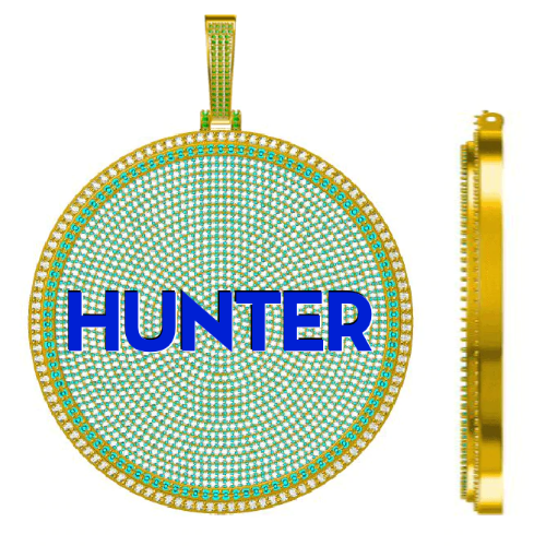CUSTOM LETTER NECKLACE 3D BIG DISC