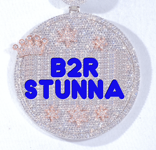 CUSTOM LETTER NECKLACE 3D BIG CROWN DISC