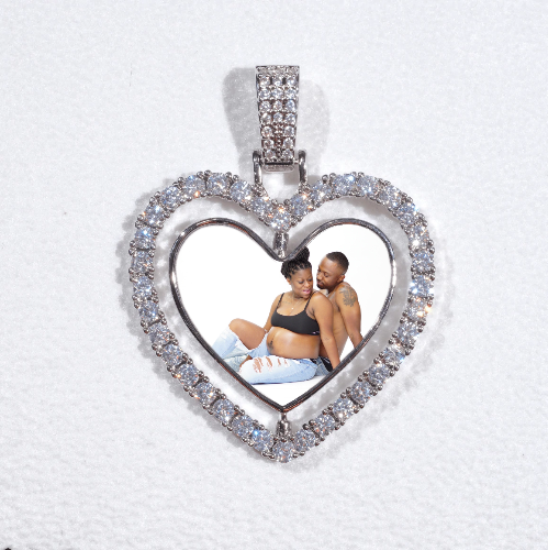 3D Spinning 2-Faced Heart Custom Picture Pendant