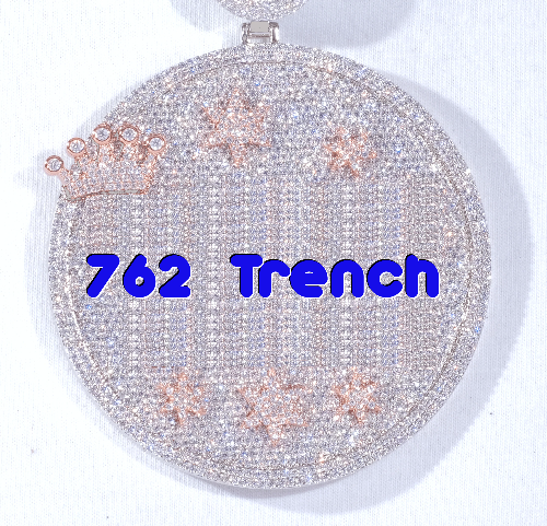 CUSTOM LETTER NECKLACE 3D BIG CROWN DISC