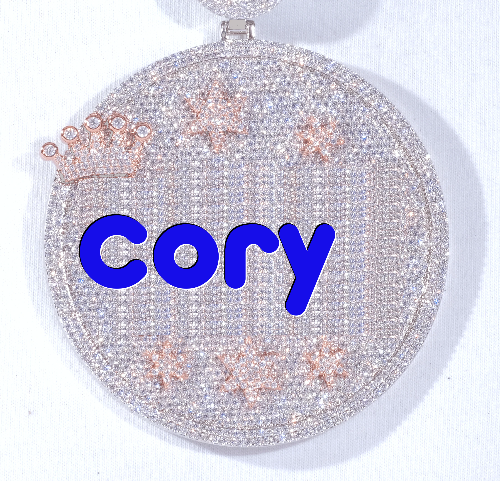 CUSTOM LETTER NECKLACE 3D BIG CROWN DISC