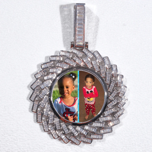 Large 3D Baguette Custom Picture Pendant