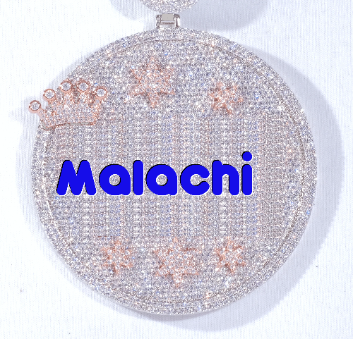 CUSTOM LETTER NECKLACE 3D BIG CROWN DISC