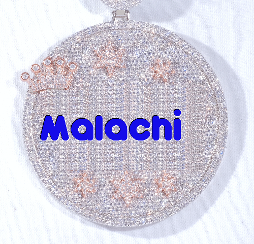 CUSTOM LETTER NECKLACE 3D BIG CROWN DISC