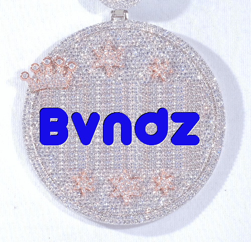 CUSTOM LETTER NECKLACE 3D BIG CROWN DISC
