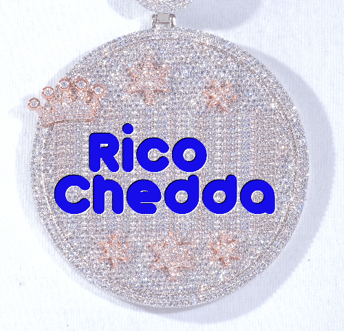 CUSTOM LETTER NECKLACE 3D BIG CROWN DISC