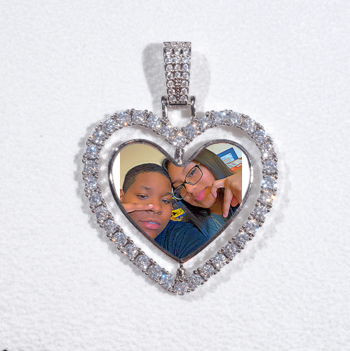 3D Spinning 2-Faced Heart Custom Picture Pendant