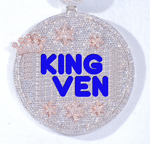 CUSTOM LETTER NECKLACE 3D BIG CROWN DISC