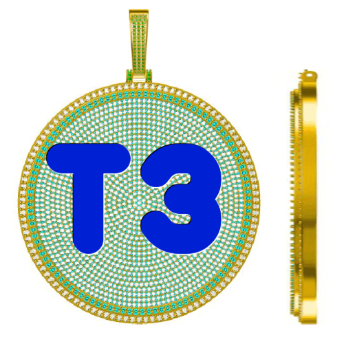 CUSTOM LETTER NECKLACE 3D BIG DISC