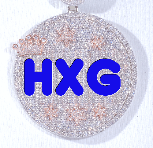 CUSTOM LETTER NECKLACE 3D BIG CROWN DISC