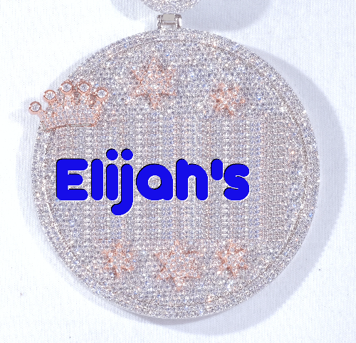 CUSTOM LETTER NECKLACE 3D BIG CROWN DISC
