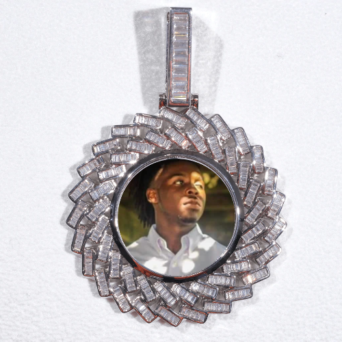Large 3D Baguette Custom Picture Pendant