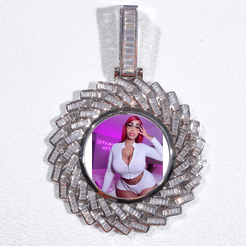 Large 3D Baguette Custom Picture Pendant