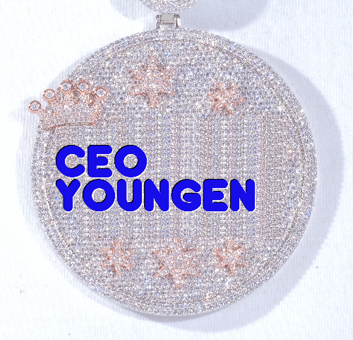 CUSTOM LETTER NECKLACE 3D BIG CROWN DISC