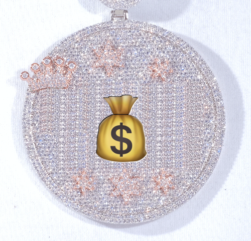 CUSTOM LETTER NECKLACE 3D BIG CROWN DISC