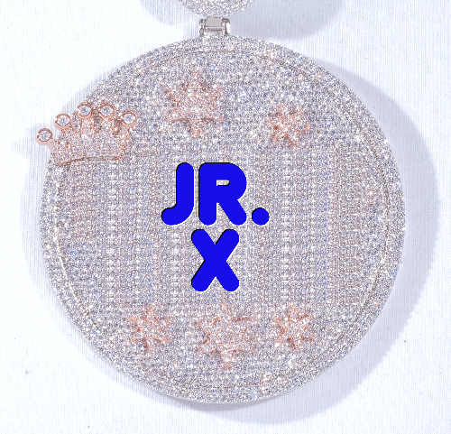 CUSTOM LETTER NECKLACE 3D BIG CROWN DISC