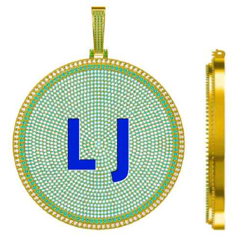 CUSTOM LETTER NECKLACE 3D BIG DISC