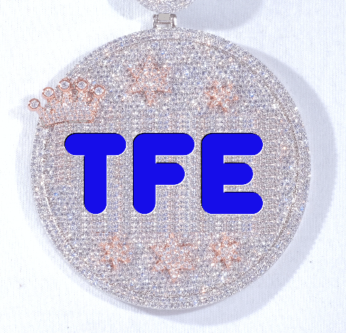 CUSTOM LETTER NECKLACE 3D BIG CROWN DISC