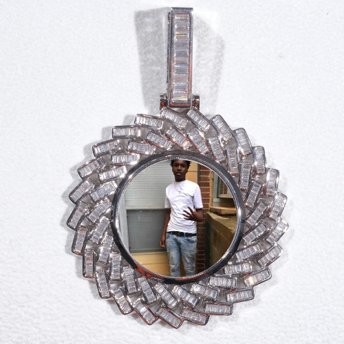 Large 3D Baguette Custom Picture Pendant