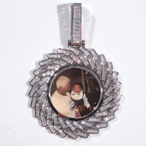 Large 3D Baguette Custom Picture Pendant