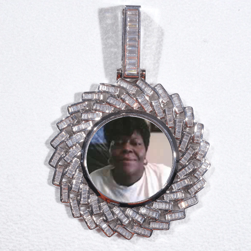 Large 3D Baguette Custom Picture Pendant