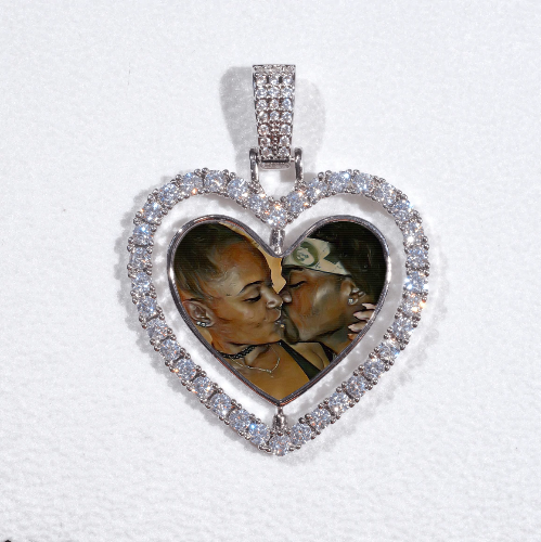 3D Spinning 2-Faced Heart Custom Picture Pendant