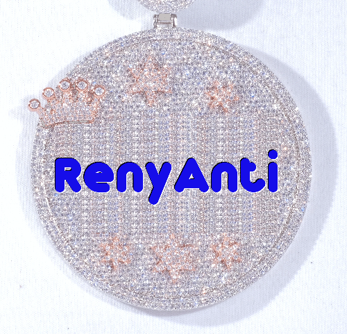 CUSTOM LETTER NECKLACE 3D BIG CROWN DISC