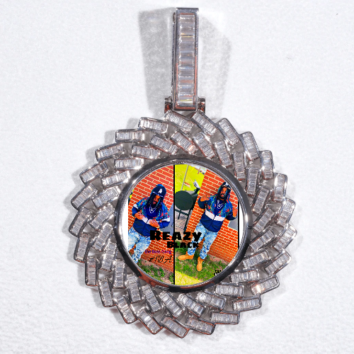 Large 3D Baguette Custom Picture Pendant
