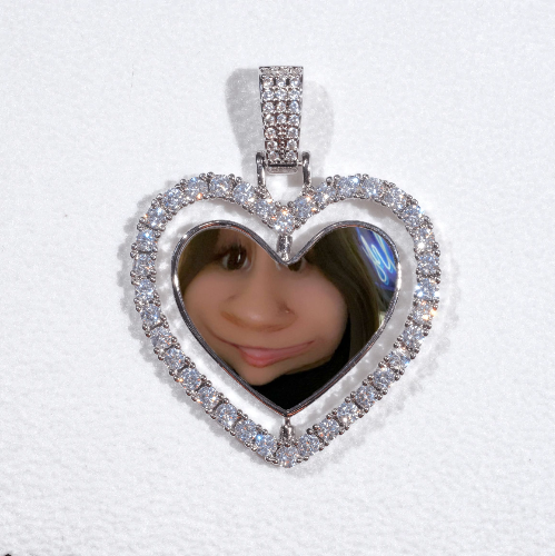 3D Spinning 2-Faced Heart Custom Picture Pendant