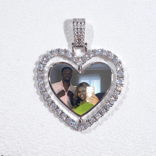 3D Spinning 2-Faced Heart Custom Picture Pendant