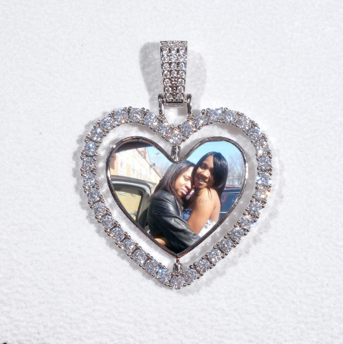3D Spinning 2-Faced Heart Custom Picture Pendant