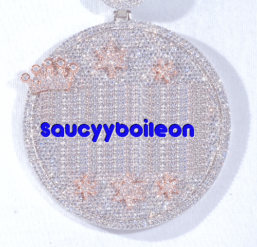CUSTOM LETTER NECKLACE 3D BIG CROWN DISC