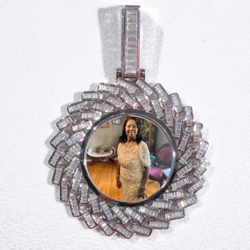 Large 3D Baguette Custom Picture Pendant