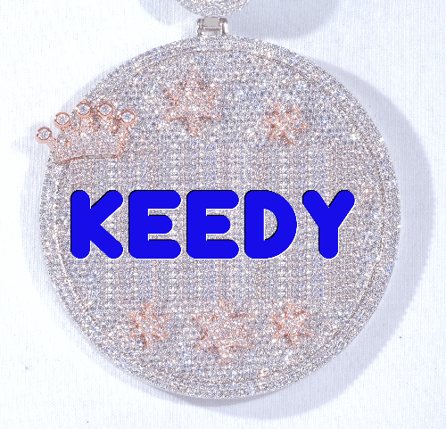 CUSTOM LETTER NECKLACE 3D BIG CROWN DISC