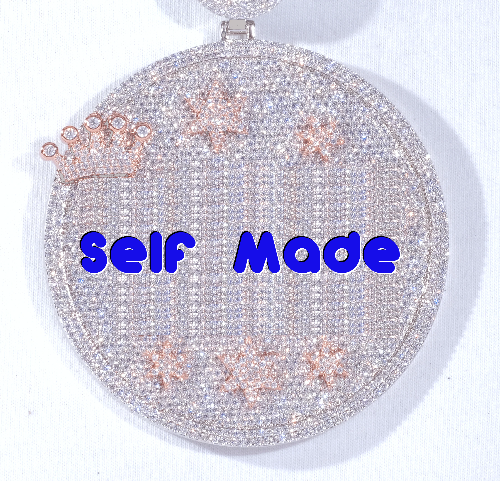 CUSTOM LETTER NECKLACE 3D BIG CROWN DISC