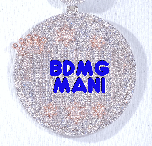 CUSTOM LETTER NECKLACE 3D BIG CROWN DISC