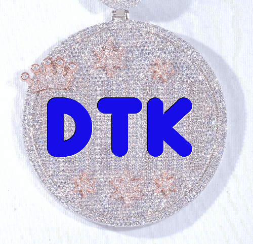 CUSTOM LETTER NECKLACE 3D BIG CROWN DISC