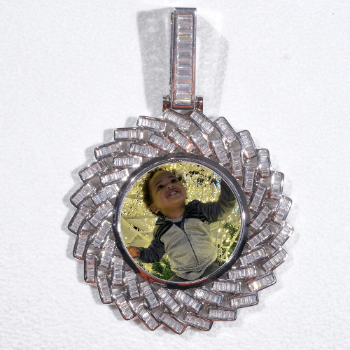 Large 3D Baguette Custom Picture Pendant