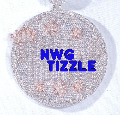 CUSTOM LETTER NECKLACE 3D BIG CROWN DISC