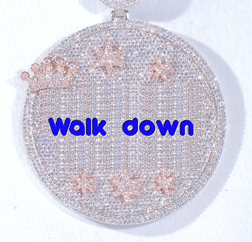 CUSTOM LETTER NECKLACE 3D BIG CROWN DISC