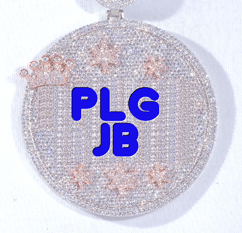 CUSTOM LETTER NECKLACE 3D BIG CROWN DISC
