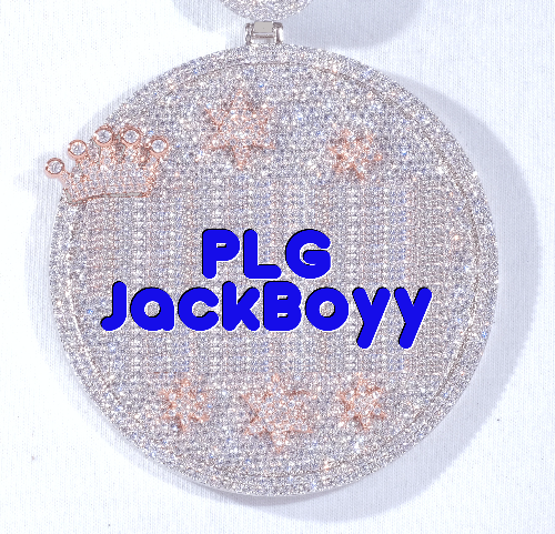 CUSTOM LETTER NECKLACE 3D BIG CROWN DISC