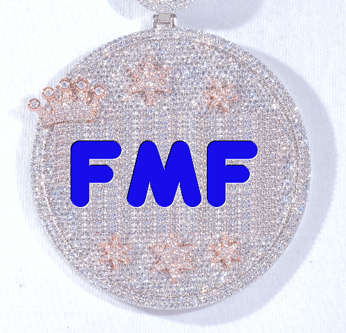 CUSTOM LETTER NECKLACE 3D BIG CROWN DISC