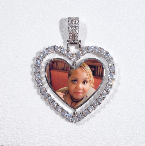 3D Spinning 2-Faced Heart Custom Picture Pendant