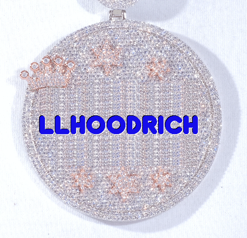 CUSTOM LETTER NECKLACE 3D BIG CROWN DISC